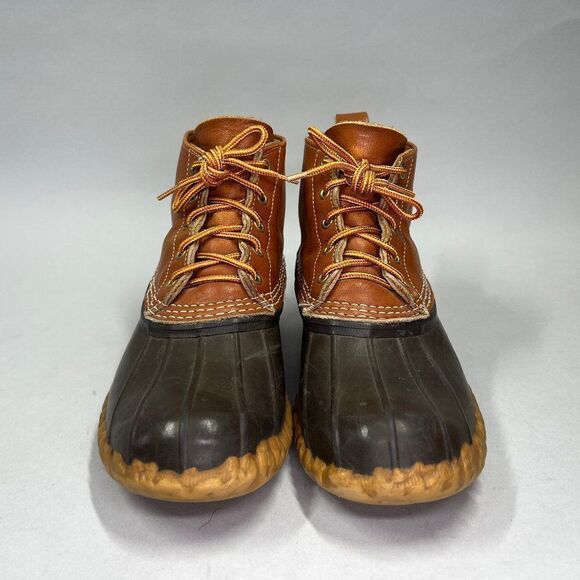 L.L. Bean Bean Boots Mens Size 8 Vintage Brown Leather Rubber Outdoor Waterproof - Picture 2 of 11
